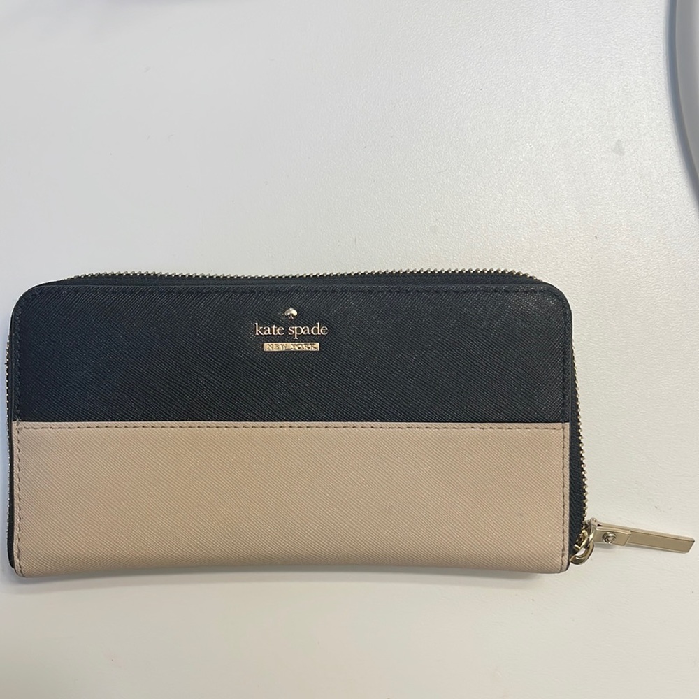 Staci colorblack large continental zip around  black and light pink wallet
